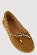 Rhinestone Bow Detail Faux Suede Loafers