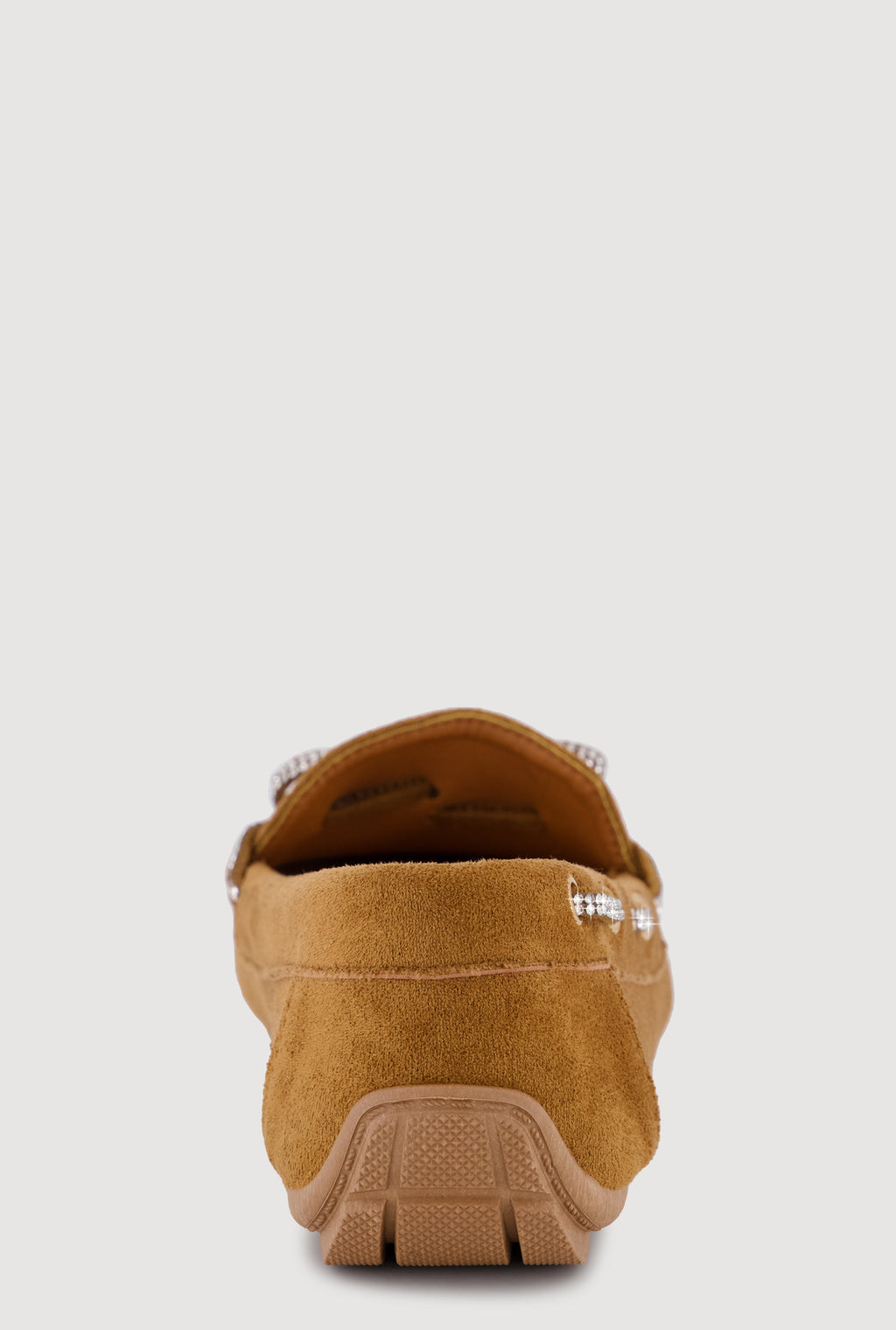 Rhinestone Bow Detail Faux Suede Loafers