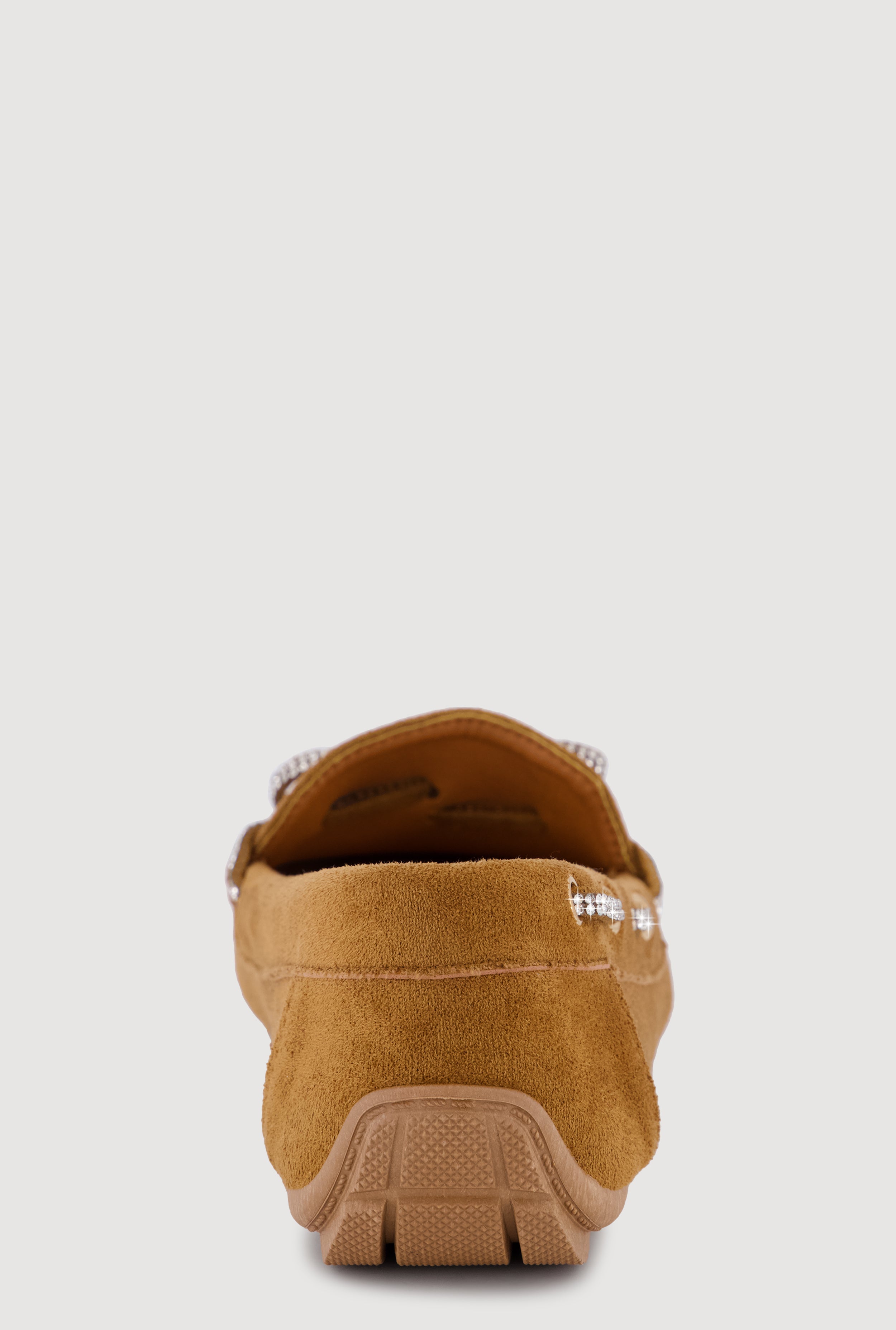 Rhinestone Bow Detail Faux Suede Loafers