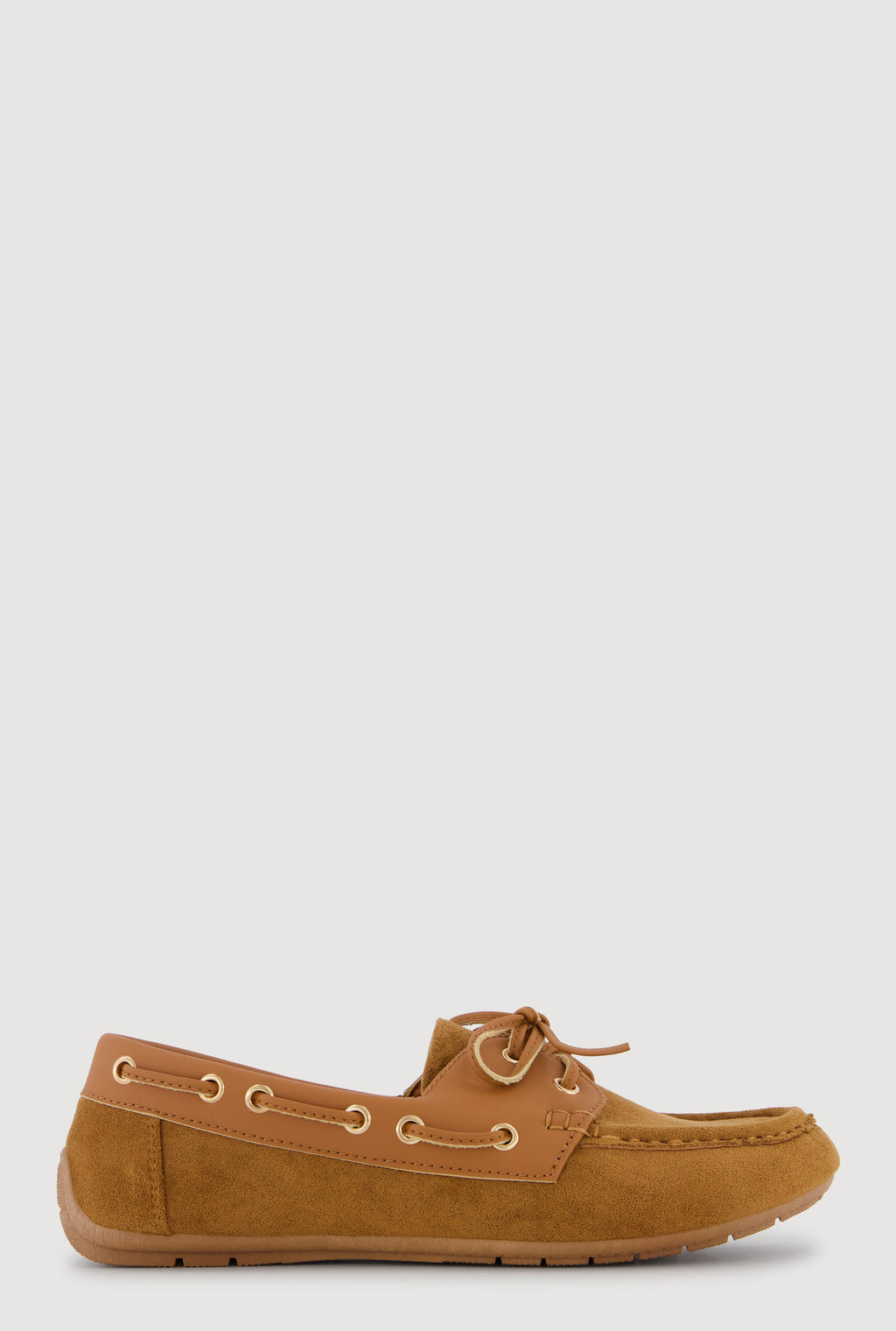 Faux Leather Lace Up Detail Faux Suede Loafers