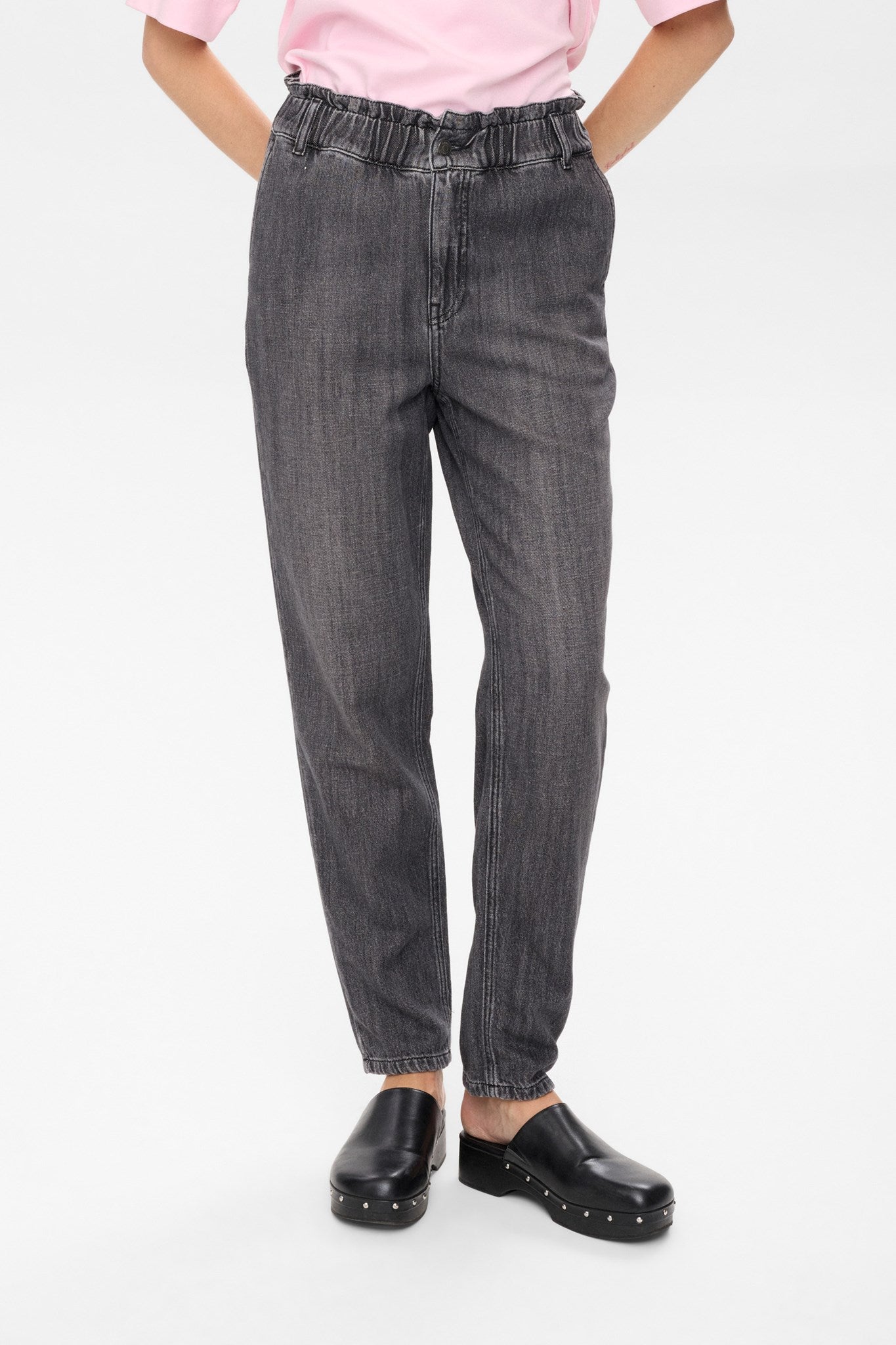 NUSEOUL PAPERBAG JEANS - Medium Grey Denim