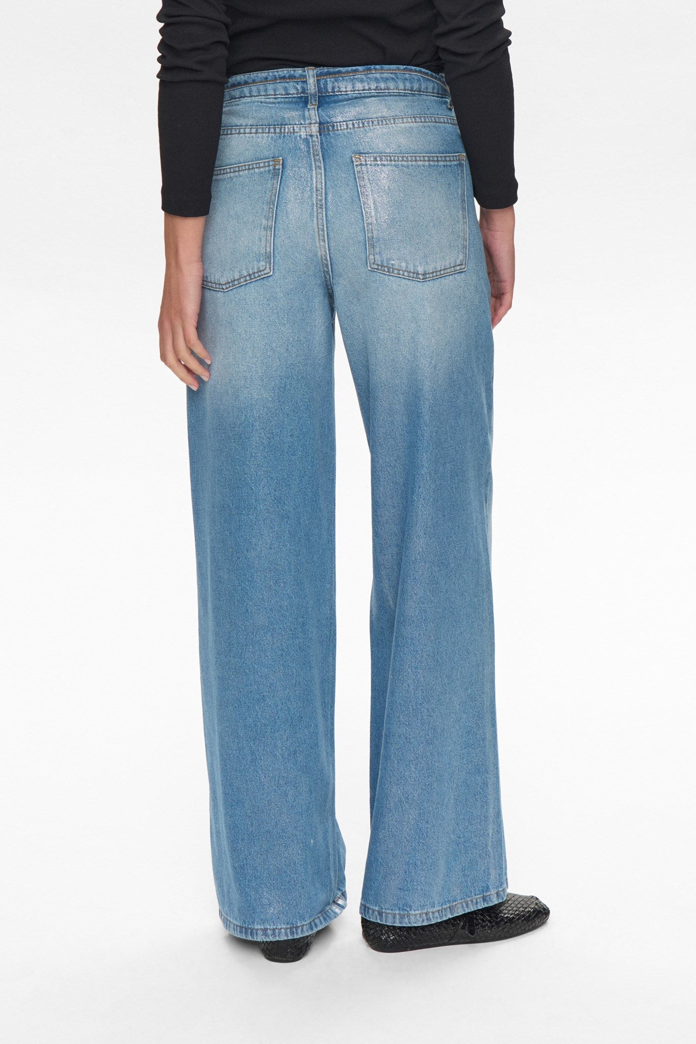 NUBROOKLYN JEANS GLAM - Blue Denim Silver Foil