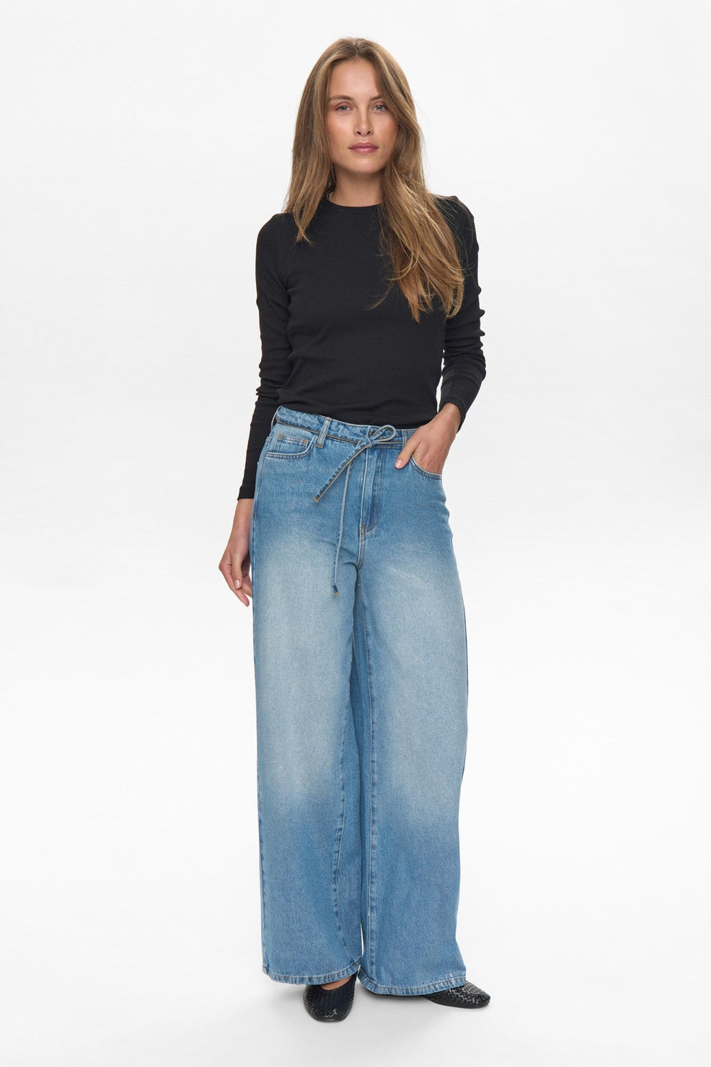 NUBROOKLYN JEANS GLAM - Blue Denim Silver Foil