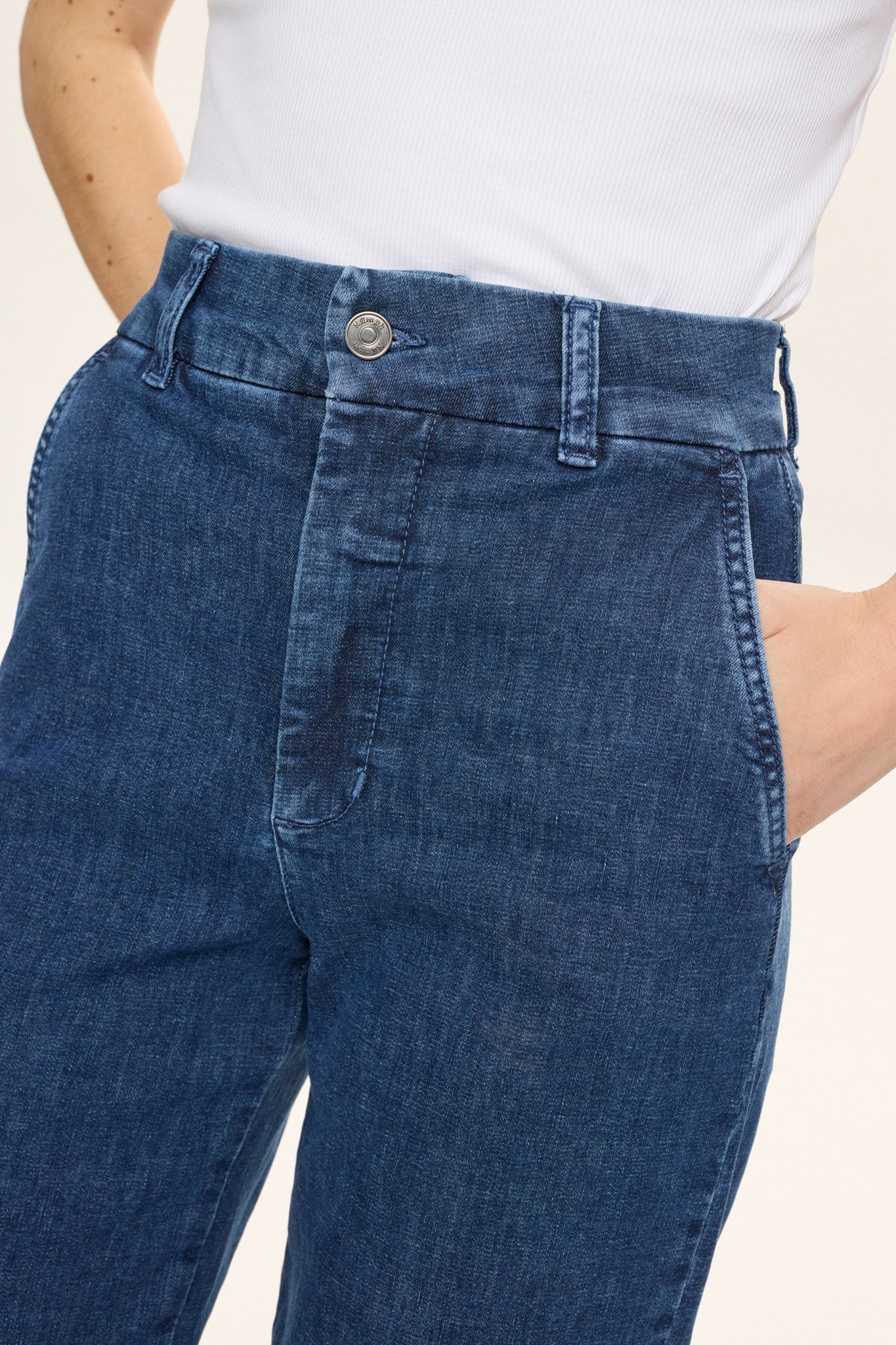 NUAMBER HR WIDE JEANS - R3013 - Medium Blue Denim